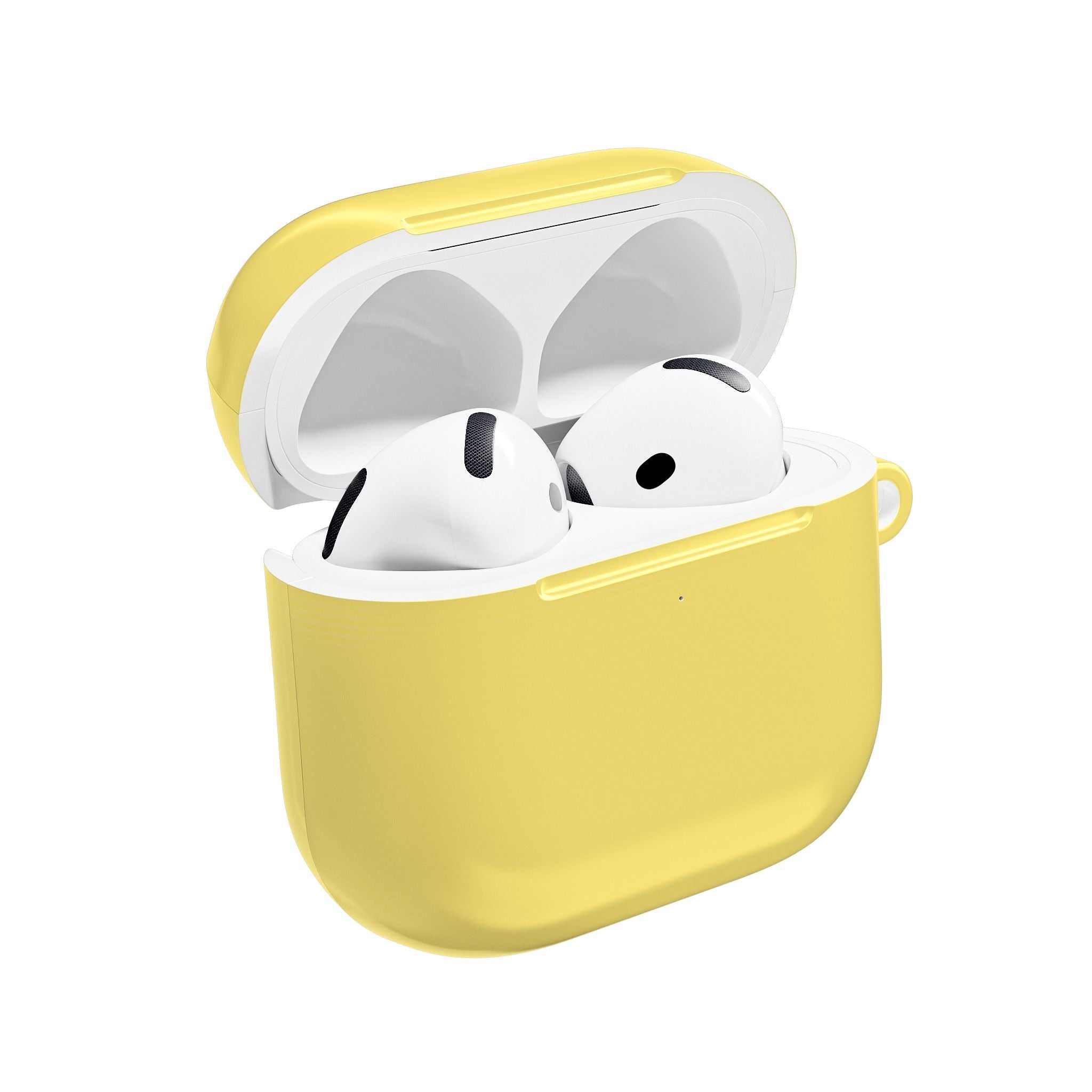 Lemon yellow protective hard shell case for AirPods and AirPods Pro with glossy finish and wireless charging compatibility