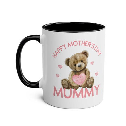 Cute Bear Mother's Day mug with bear design, perfect daughter's gift, glossy ceramic.