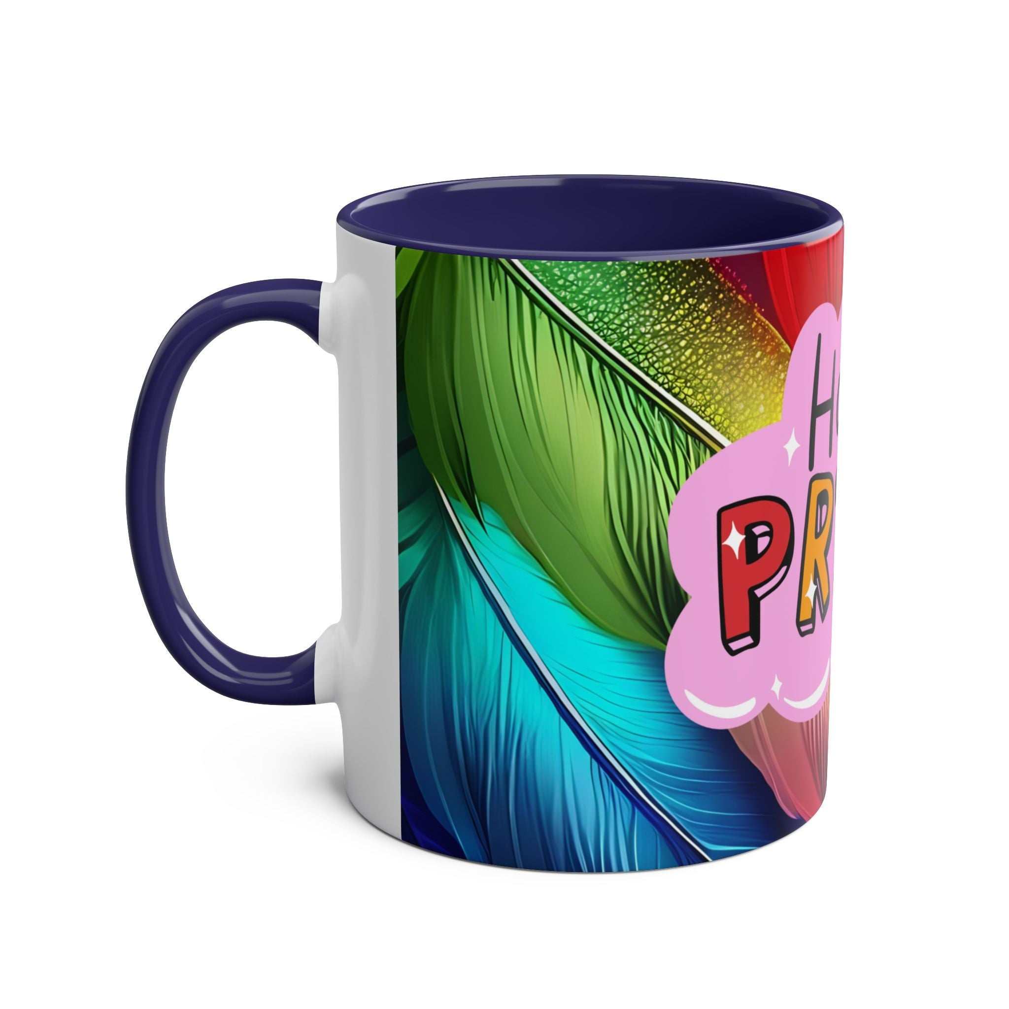 LGBTQ+ Pride Mug with rainbow design and glossy finish, promoting love and diversity.
