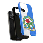 Blackburn Rovers Magsafe iPhone case with club crest, blue and white colors, dual-layer protection, and MagSafe compatibility