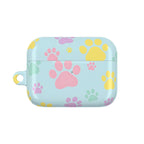Pastel doggy paw print AirPods Pro protective case with vibrant colors and durable hard shell.