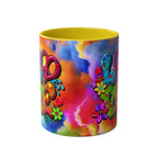 LGBTQ+ Pride Mug with vibrant rainbow design, ceramic, glossy finish, 11oz, microwave and dishwasher safe.