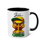 Sarky duck design on No One Cares Coffee Mug with "shhh" message.
