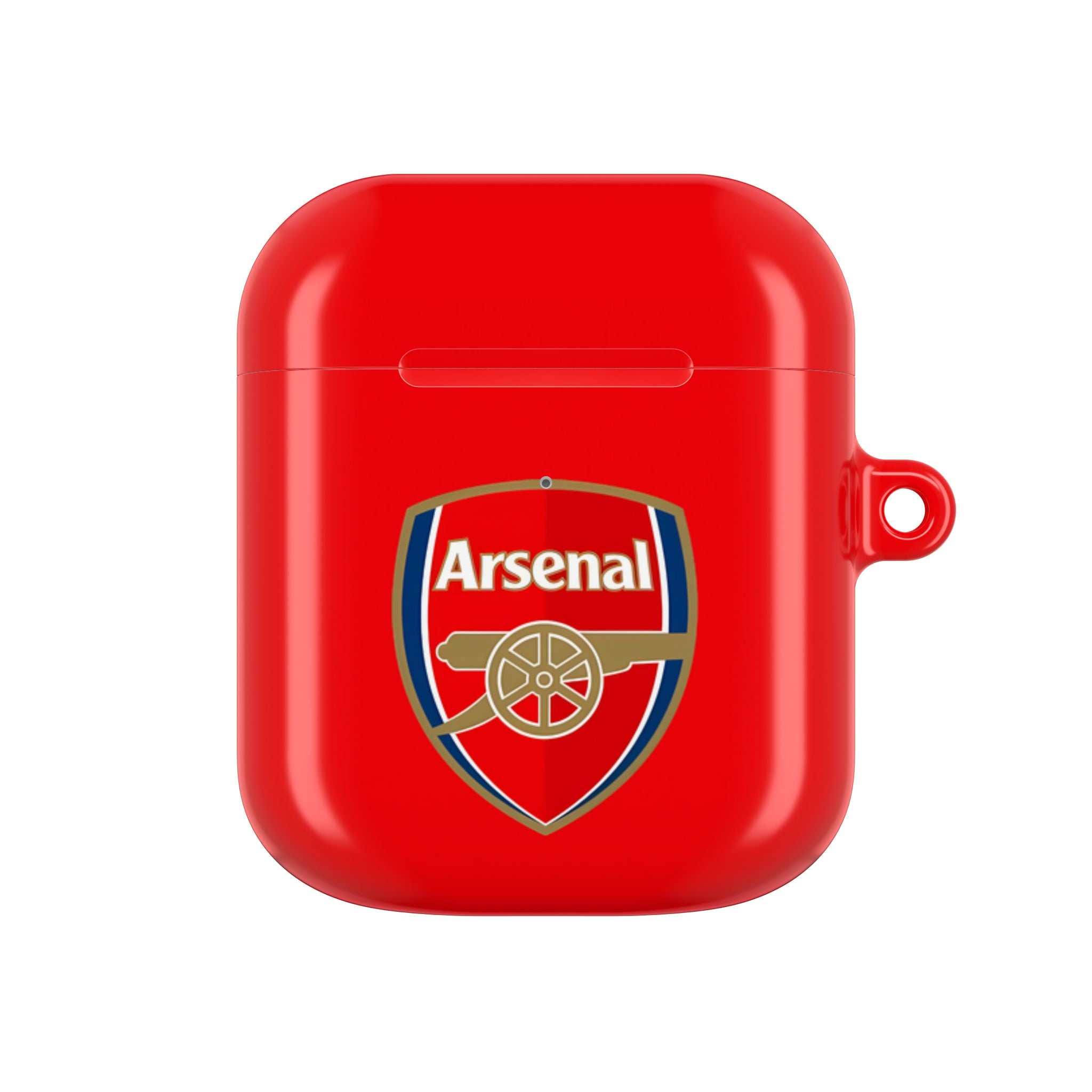Red Arsenal FC AirPods protective case with club logo and glossy finish