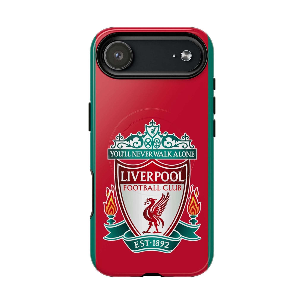 Liverpool FC MagSafe iPhone case with official-inspired crest and red dual-layer protection