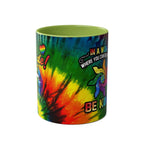 LGBTQ+ Pride mug with vibrant rainbow design, high-quality ceramic, 11oz, glossy finish.