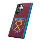 West Ham United claret and blue Samsung phone case with magnetic feature and dual-layer protection