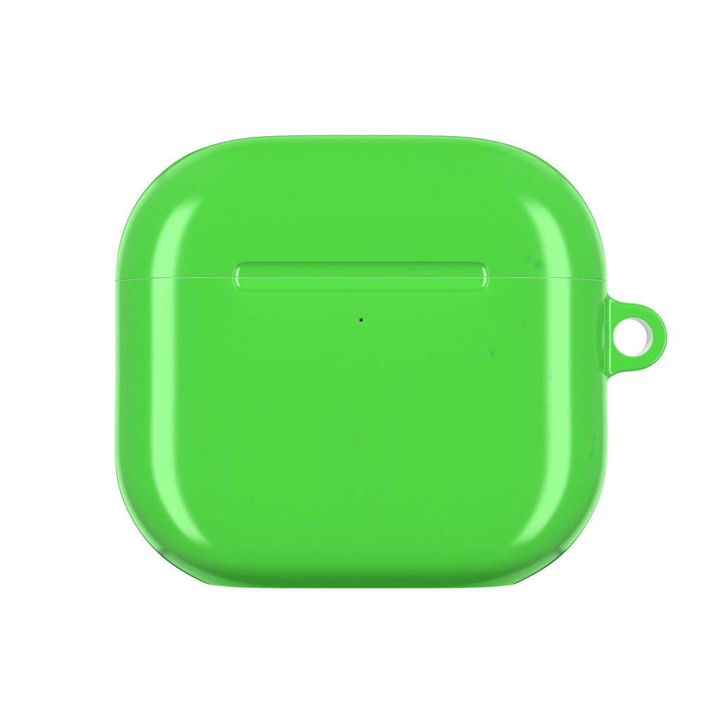 Lime green hard shell AirPods protective case with glossy finish and secure fit