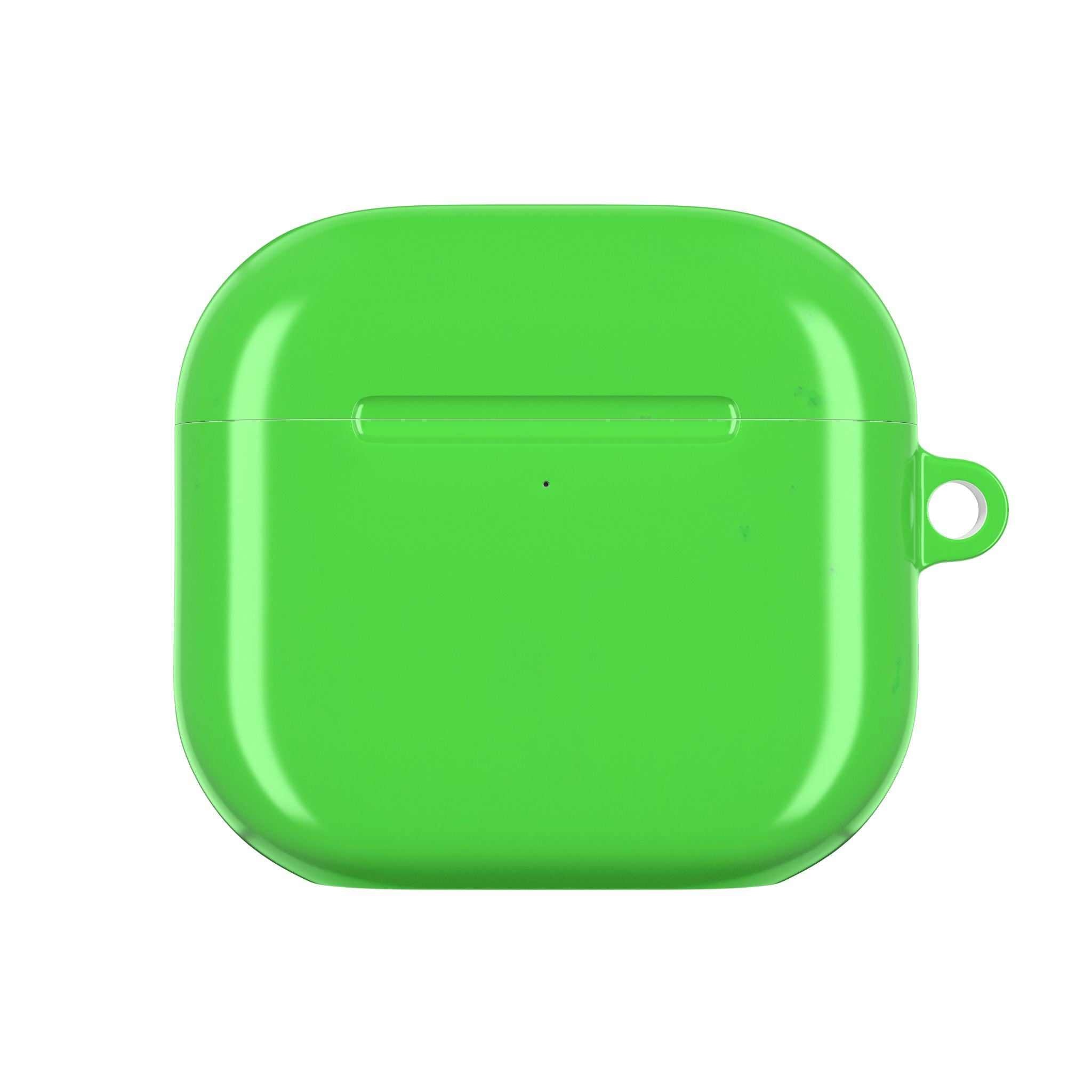Lime green hard shell AirPods protective case with glossy finish and secure fit