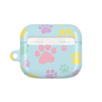 Pastel doggy paw print AirPods hard shell protective case in vibrant colors