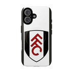 Fulham FC MagSafe iPhone case with black and white club colors and crest, dual layer protection, MagSafe compatible
