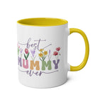 Best Mummy Ever Mother's Day gift mug with floral design and yellow interior.