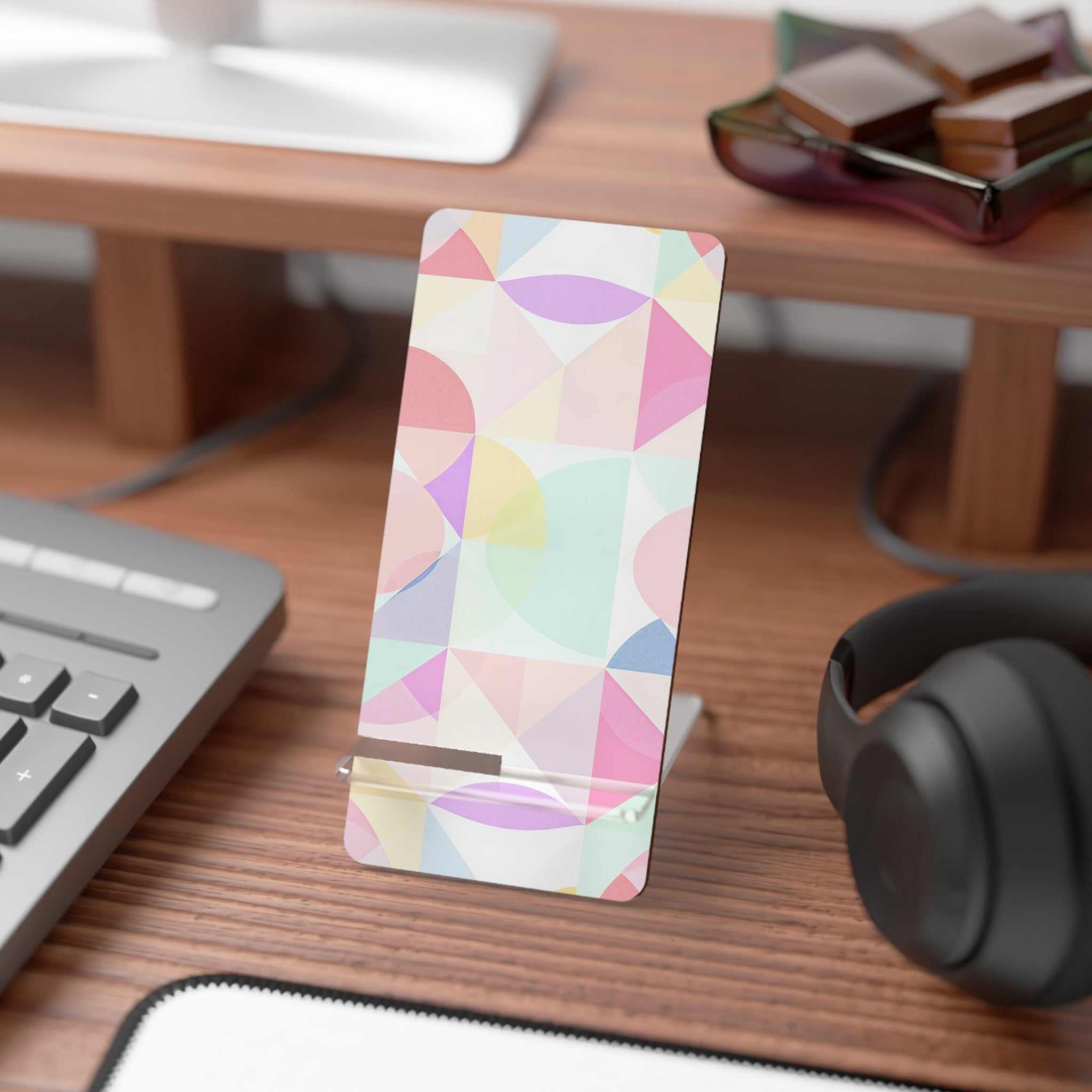 Pastel Geometric Print Phone Display Stand
