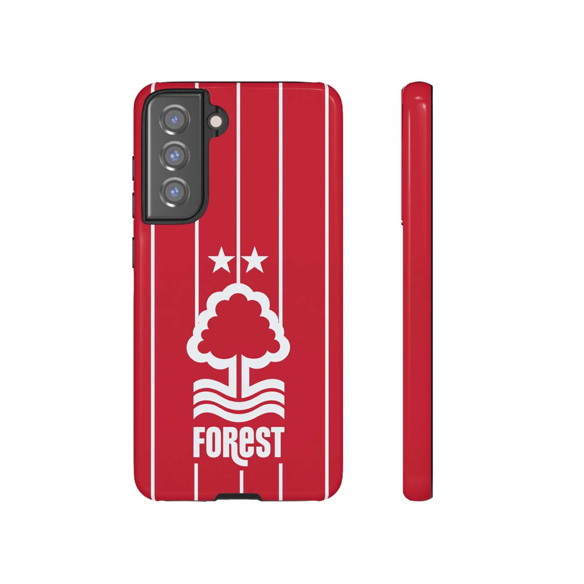 Nottingham Forest Samsung phone case with magnetic design, dual-layer red and white protection, and wireless charging compatible