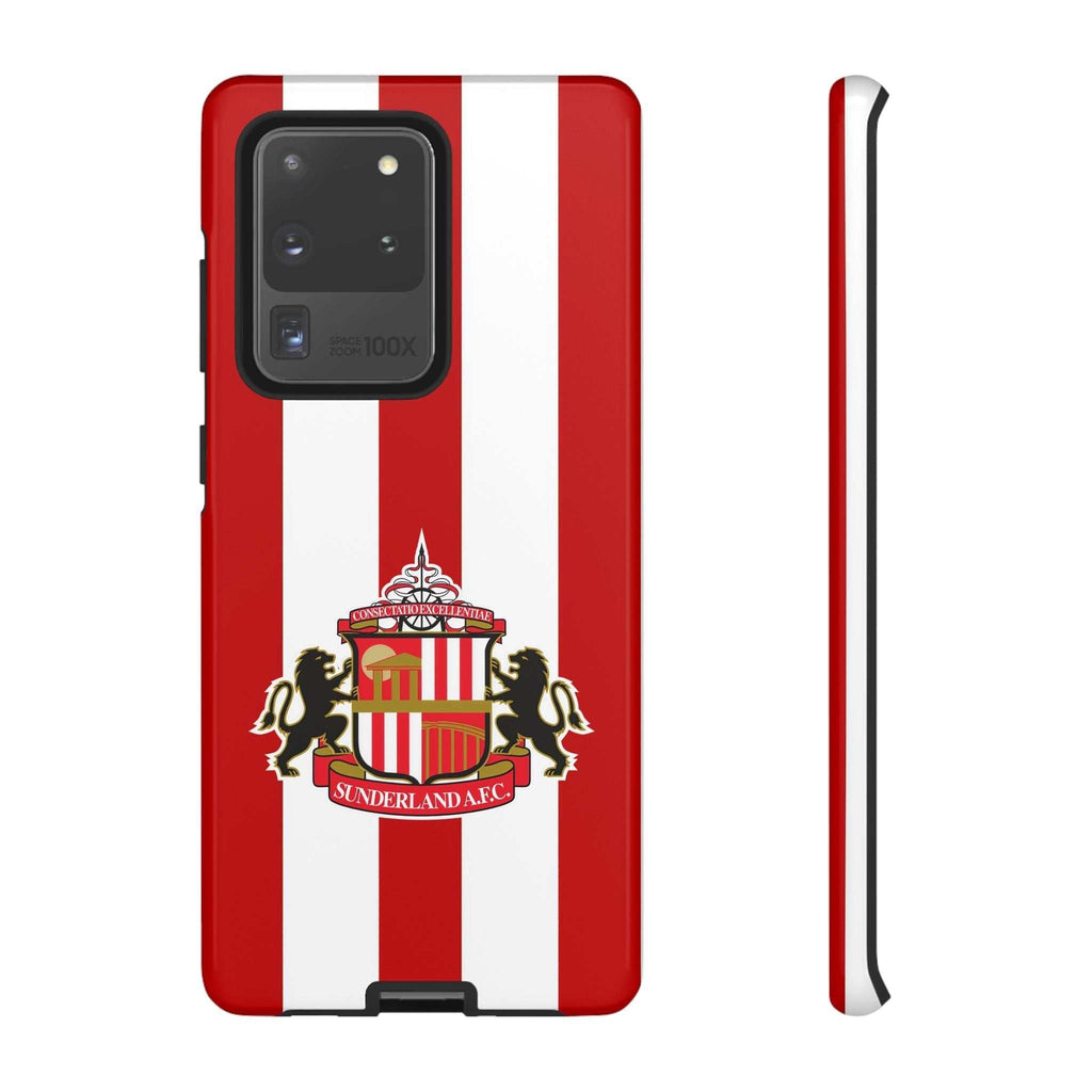 Sunderland FC Samsung phone case in red and white with official-inspired crest, magnetic compatible and durable protection
