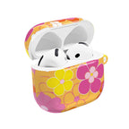 Retro floral protective hard shell case for AirPods and AirPods Pro with vibrant yellow and pink flower design