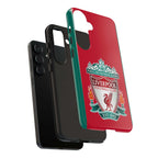 Liverpool FC Magnetic shockproof Samsung Galaxy case in red with dual-layer protection and wireless charging compatibility