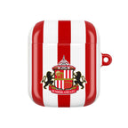 Sunderland FC AirPods case in red and white with club crest, durable and wireless charging compatible