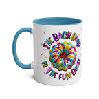 The Back Door is the Fun Door Mug with cheeky slogan and colorful ceramic design