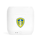 Leeds Utd wireless earbuds charging case with fan-inspired club crest design