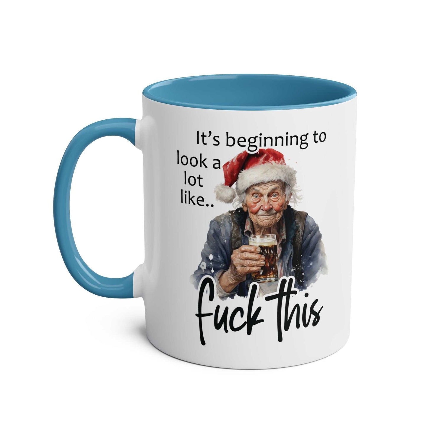 Sweary Granny Christmas Mug with festive design, ceramic, 11oz, glossy finish.