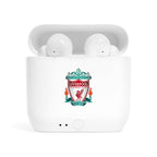 Liverpool Fc wireless earbuds with fan-inspired club crest on charging case, Bluetooth 5.0, and ergonomic design