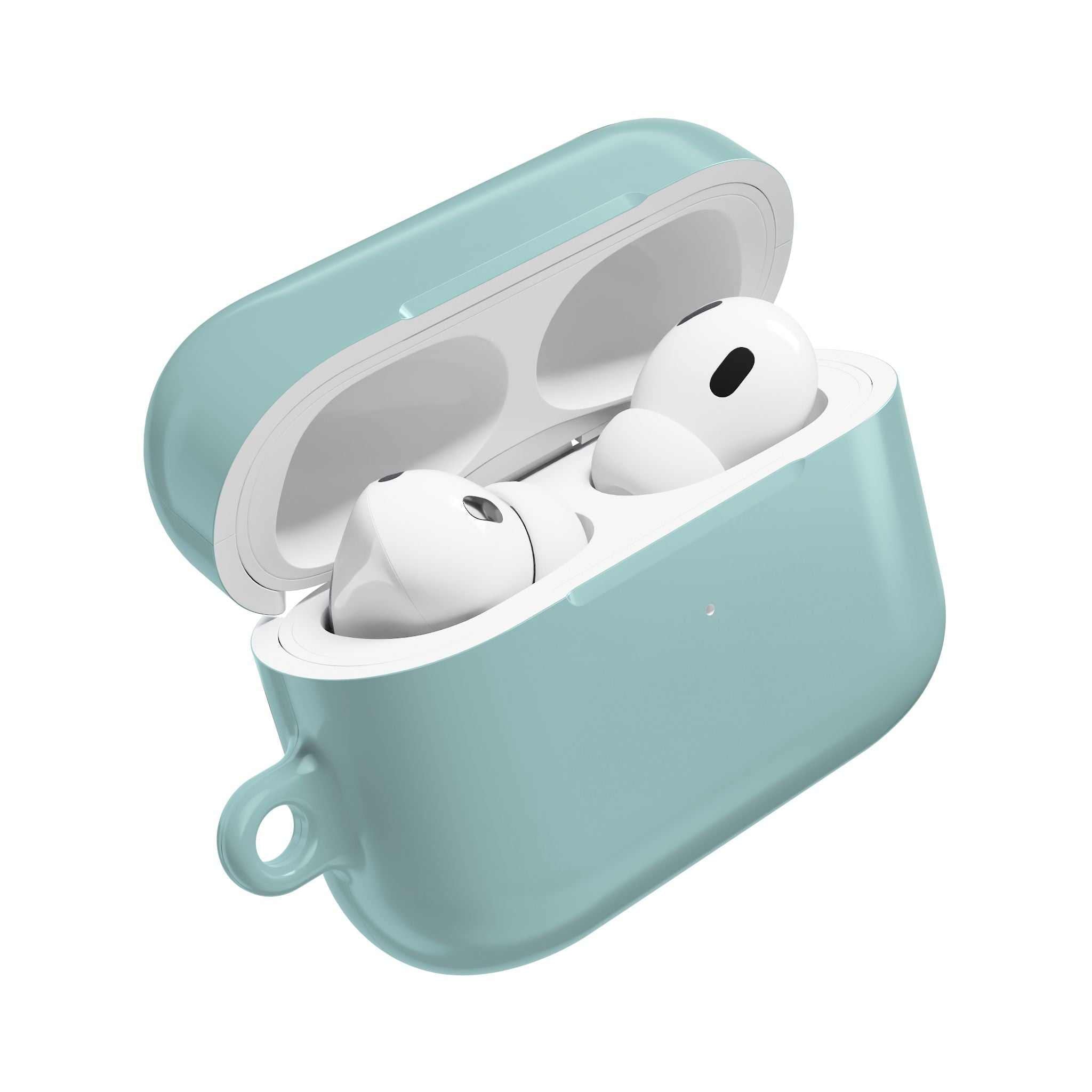 Teal green protective hard shell case for AirPods and AirPods Pro with glossy finish and wireless charging compatibility