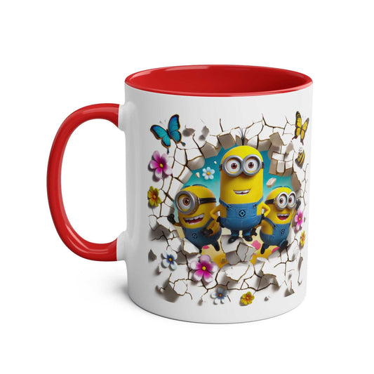 Fun Minion themed coffee mug with colorful Minion characters, glossy finish. 