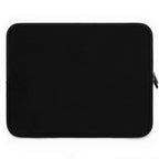 Black neoprene laptop sleeve with dual zipper and soft foam lining for protection