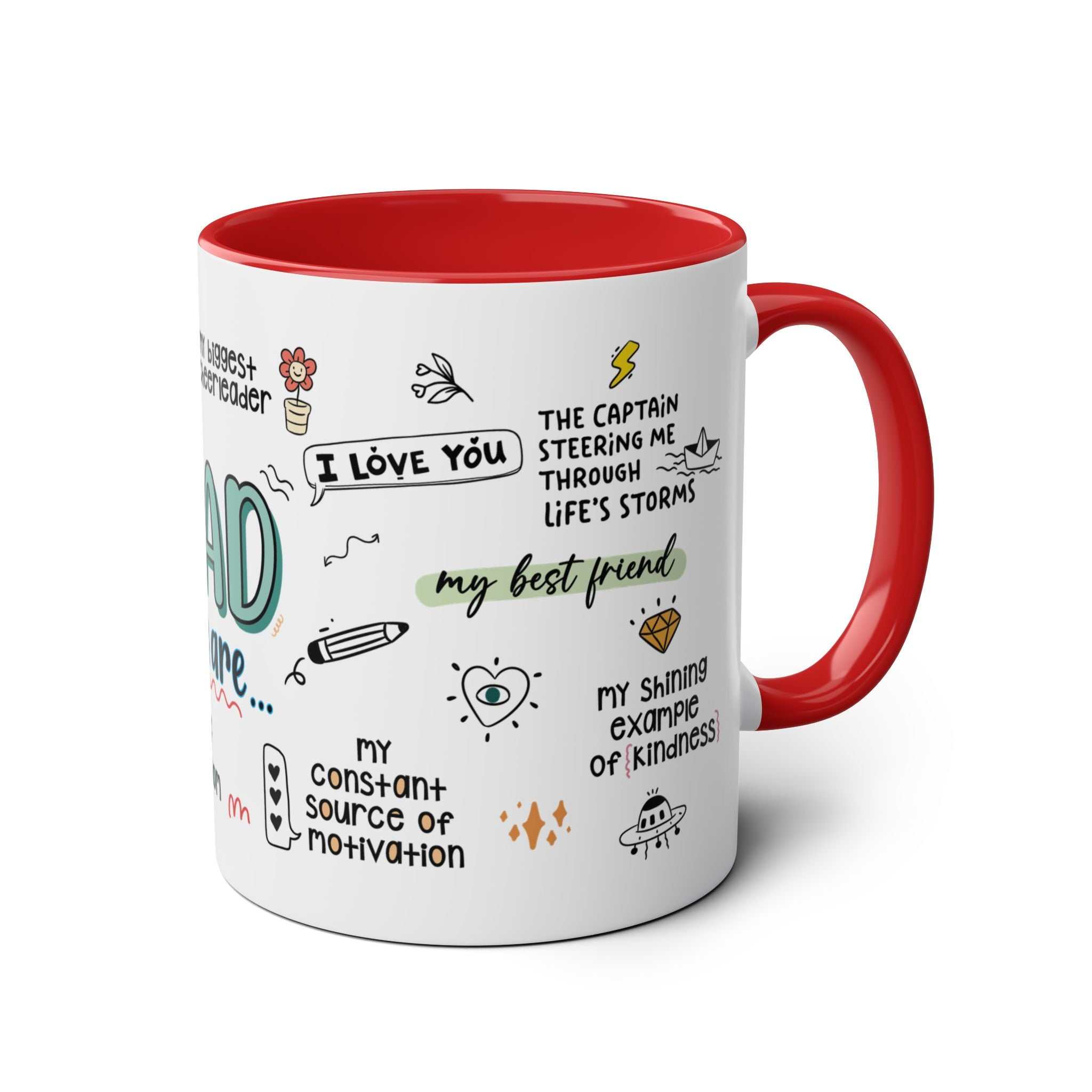 Fathers Day Gift Mug with fun design and red handle