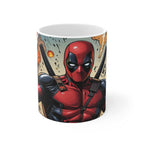 Deadpool inspired comic superhero ceramic mug with glossy finish and bold design