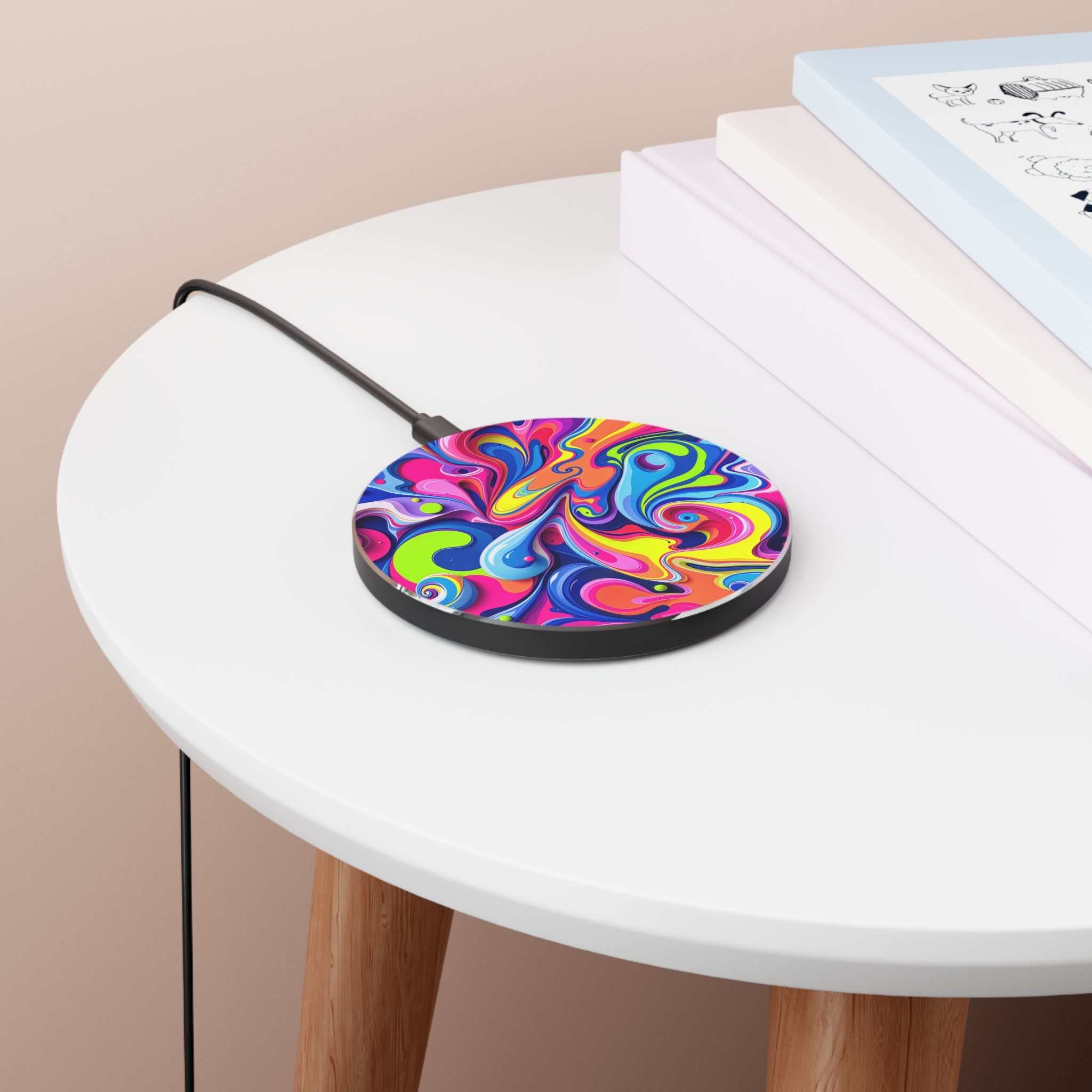 Vibrant Colour Splash Design Wireless Charger