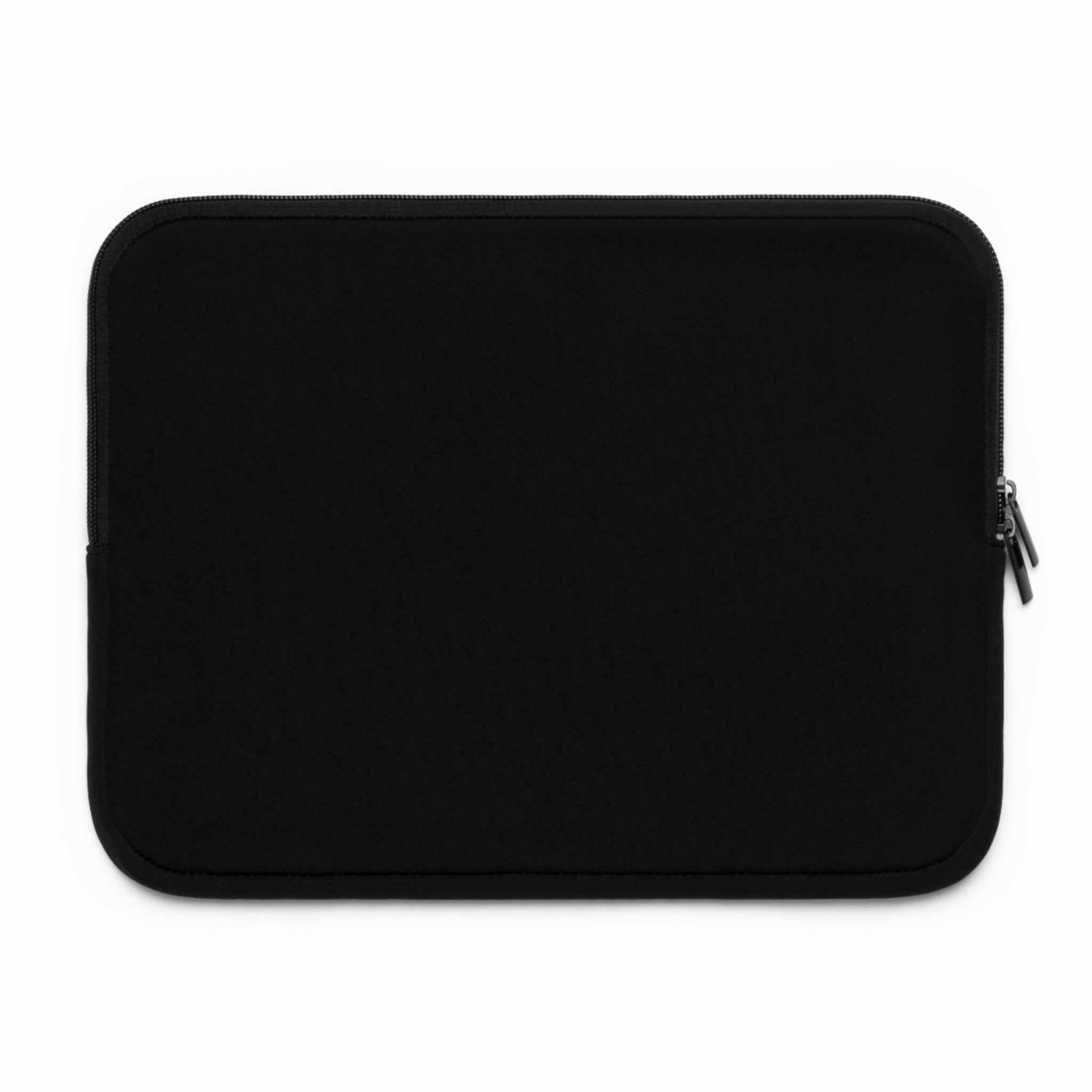 Black neoprene laptop sleeve with dual zipper and soft foam lining for protection