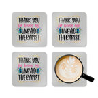 Unpaid Therapist Coaster Set with playful design and protective features.