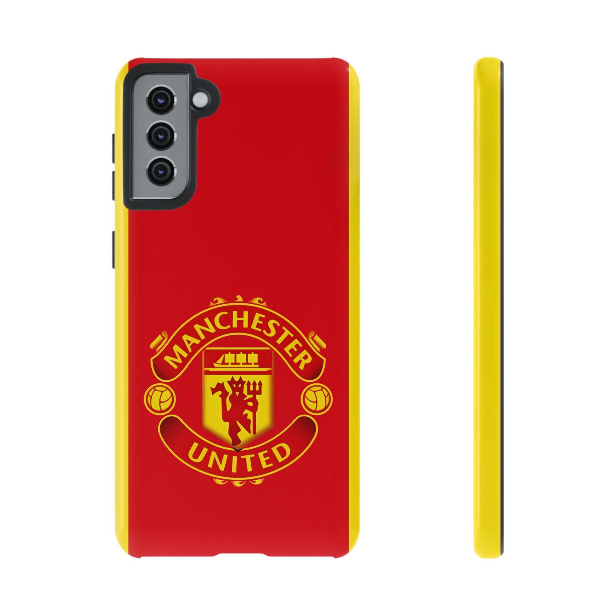 Manchester United Magnetic Samsung Case with red crest and dual-layer protection for wireless charging