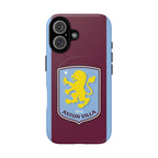 Aston Villa MagSafe iPhone case with claret and blue colors and club crest, dual-layer protection, and MagSafe compatibility