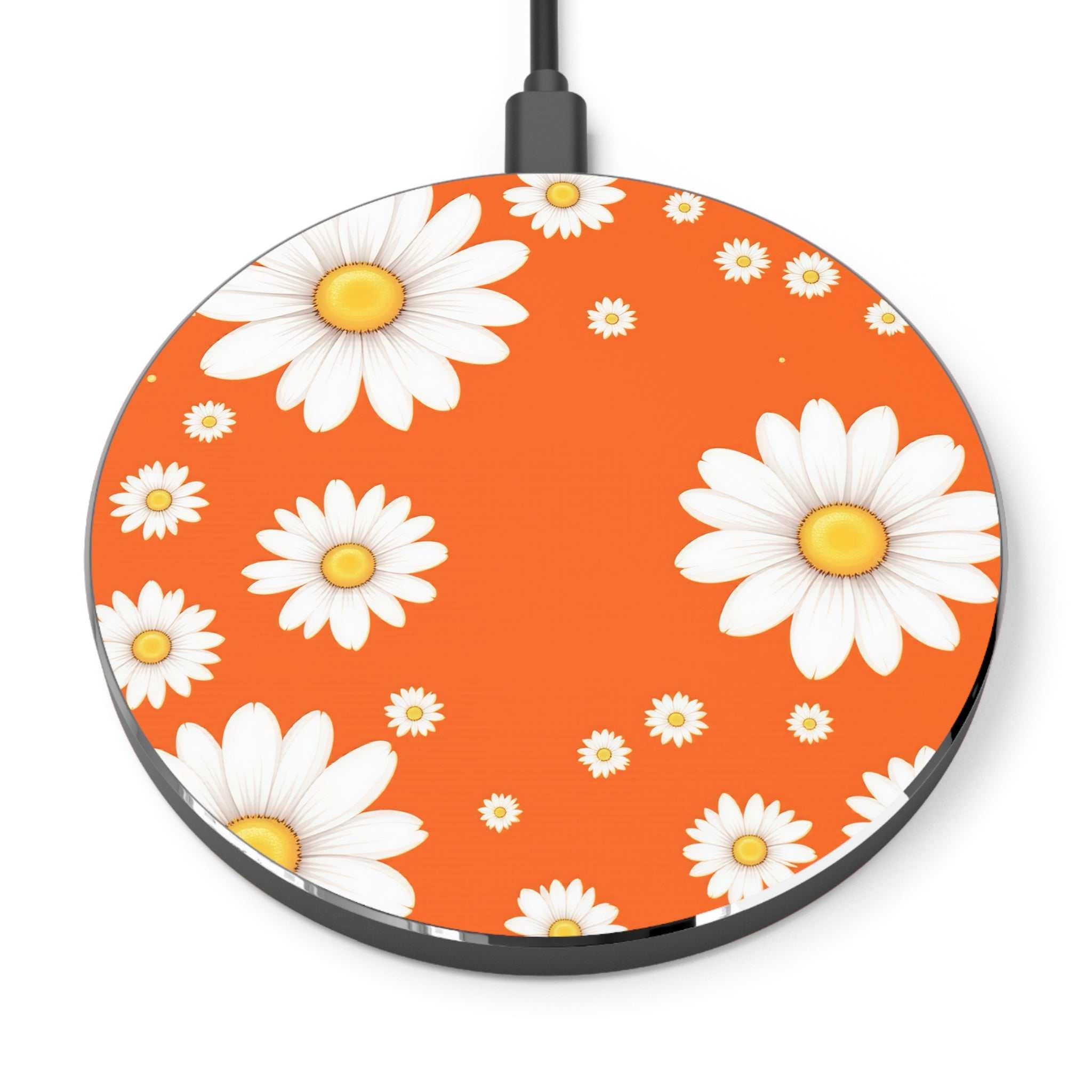 Orange Daisy Design Wireless Charger