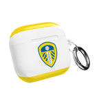 Leeds Utd FC AirPods protective case with club crest, white and yellow design, shock-resistant, wireless charging compatible