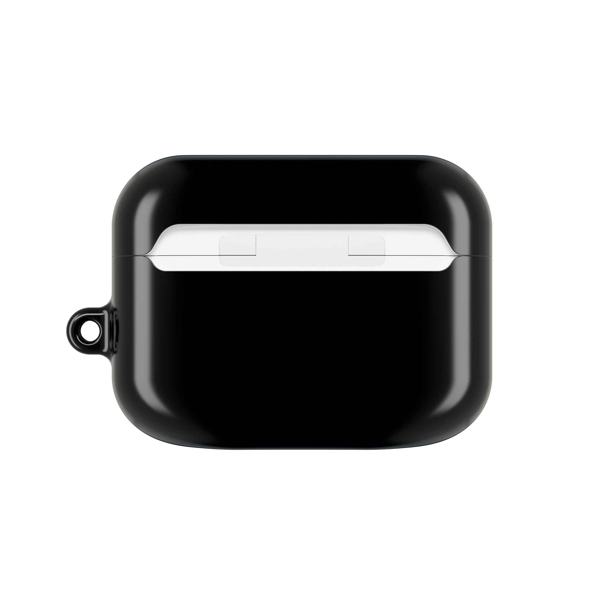 Black AirPods Pro protective case with glossy finish and durable hard shell design