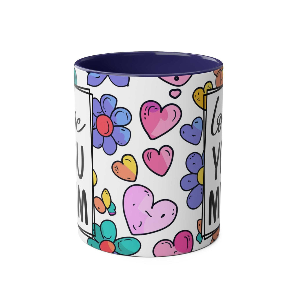 Love You Mum Floral Mug with floral and heart design, glossy finish, 11oz ceramic, microwave and dishwasher safe