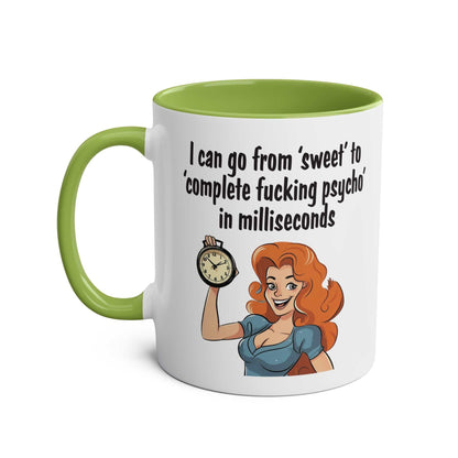 Cheeky Rude Ceramic Two Tone Mug with playful design and humorous text.
