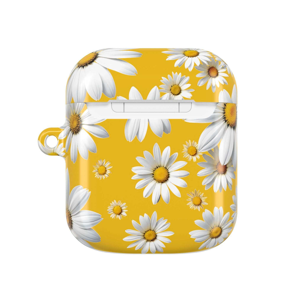 Yellow daisies protective hard shell case for AirPods and AirPods Pro with glossy finish