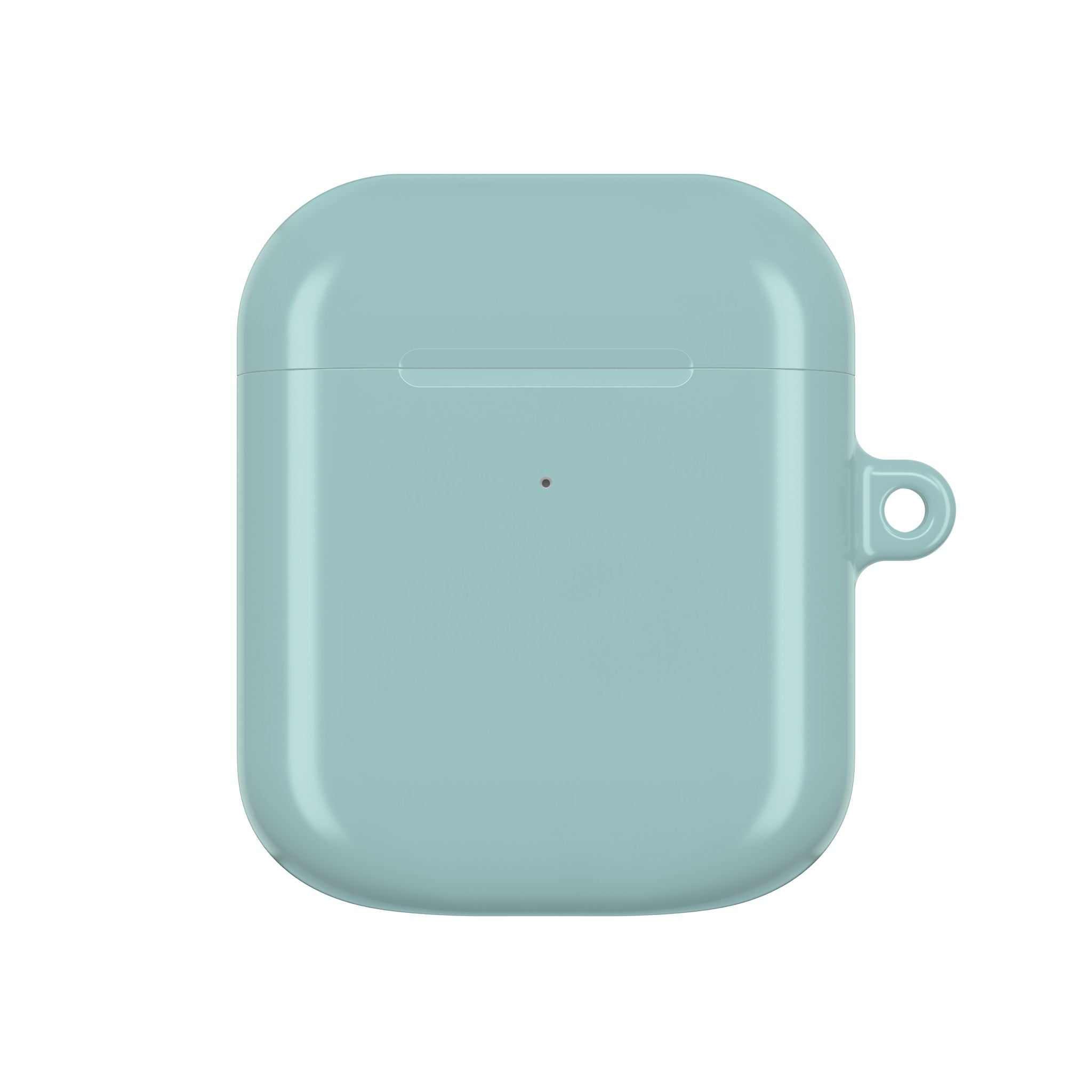 Teal green hard shell AirPods case with glossy finish and durable protection