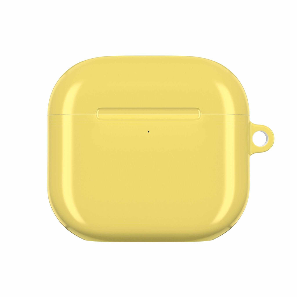 Lemon yellow hard shell protective case for AirPods and AirPods Pro with a glossy finish and lightweight design