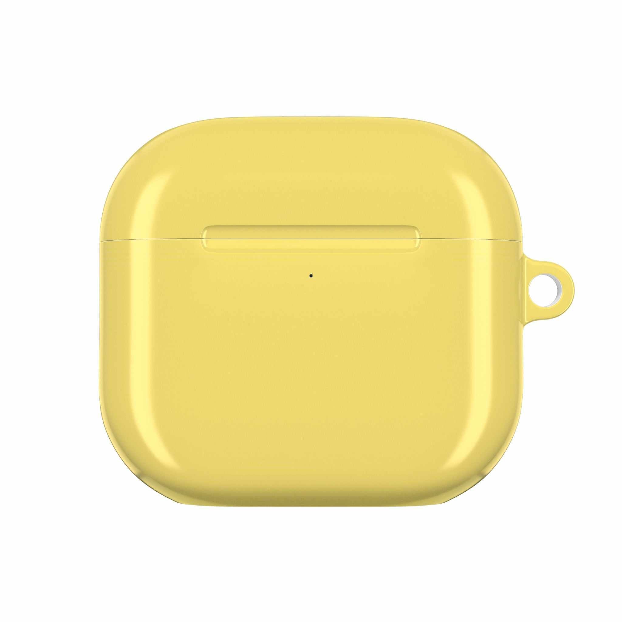 Lemon yellow hard shell protective case for AirPods and AirPods Pro with a glossy finish and lightweight design