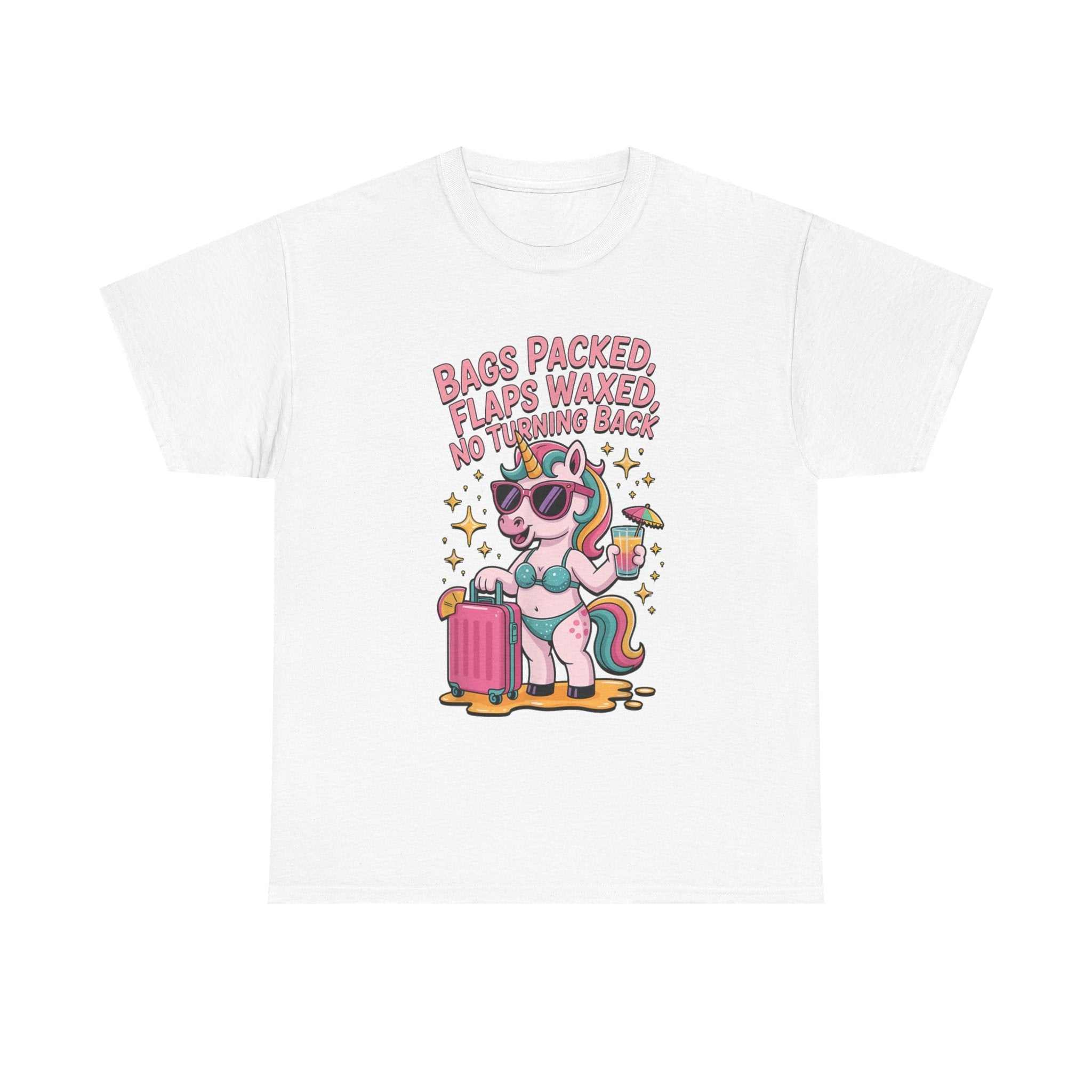 Bags Packed Flaps Waxed T-Shirt with bold travel quote and casual style for girls trips and vacations