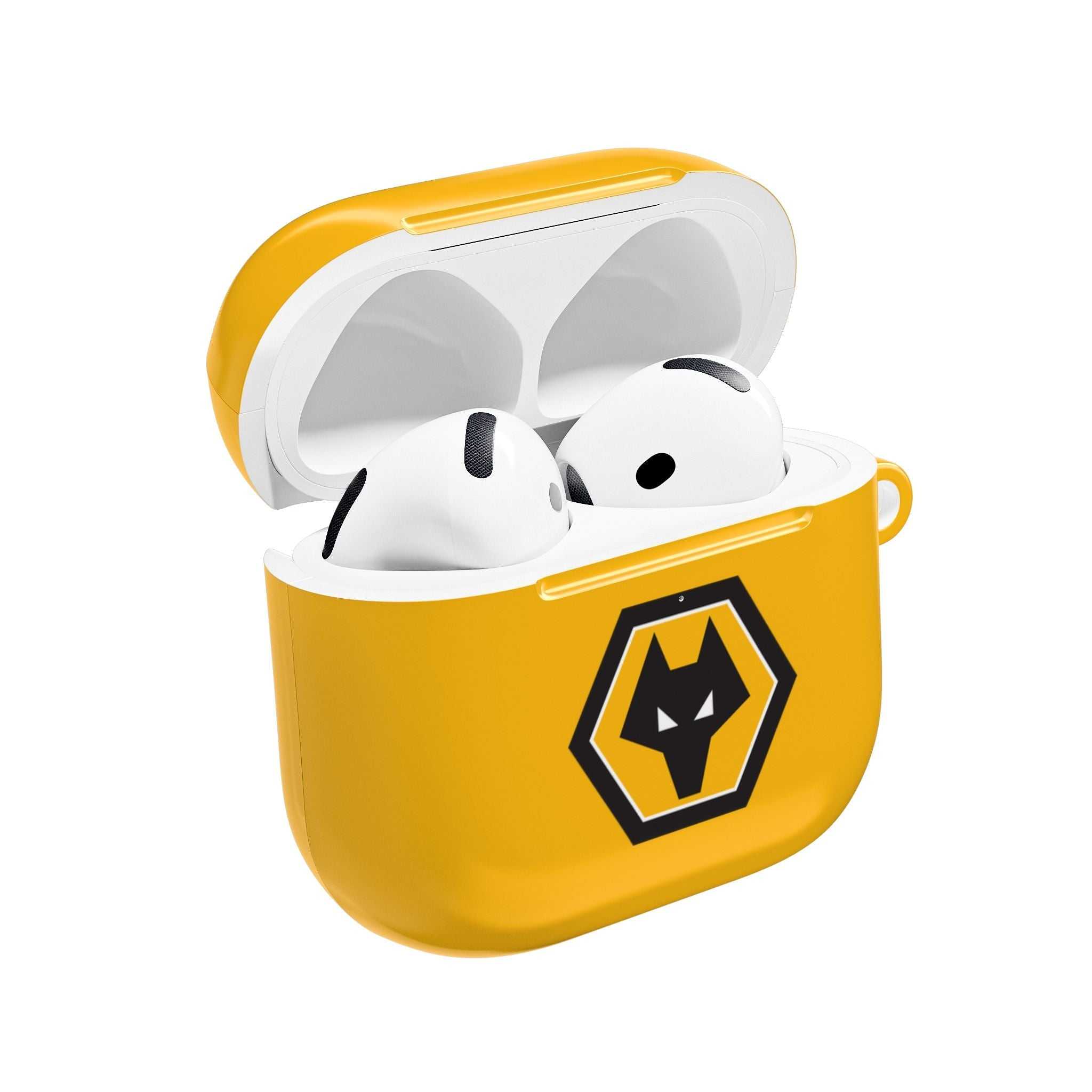 Wolves FC AirPods protective case in gold with black wolf crest for AirPods and AirPods Pro