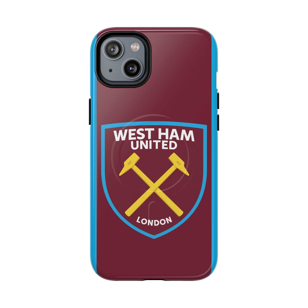 West Ham Utd MagSafe iPhone case with claret and blue colors and official-inspired crest, protective dual layer design
