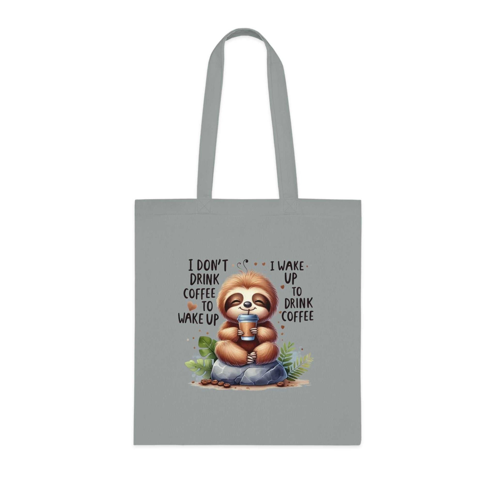 Cotton tote with cute sloth design, 100% cotton, colorful and whimsical, perfect for sloth lovers.