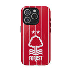 Nottingham Forest MagSafe iPhone case with red colors, club crest, dual-layer protection, and MagSafe compatibility